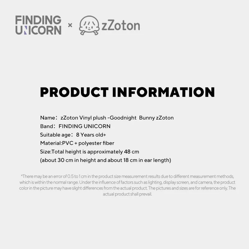 FINDING UNICORN zZoton Vinyl Plush-Goodnight Bunny zZoton