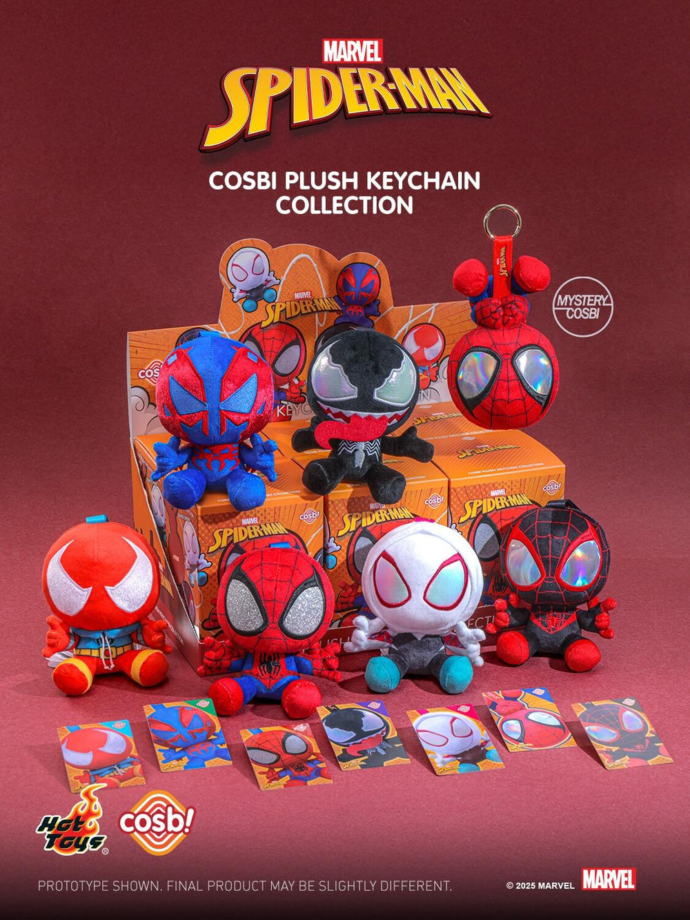 Hot Toys Marvel Spiderman Cosbi Plush Keychain Blind Box