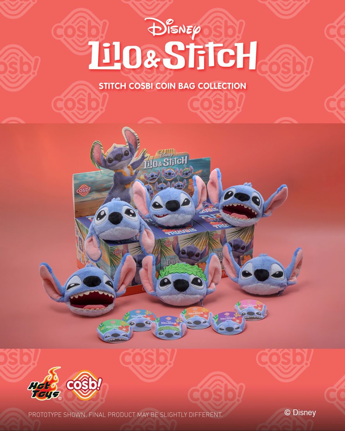 Hot Toys Disney Lilo & Stitch Stitch Cosbi Plush Coin Purse Keychain Blind Box