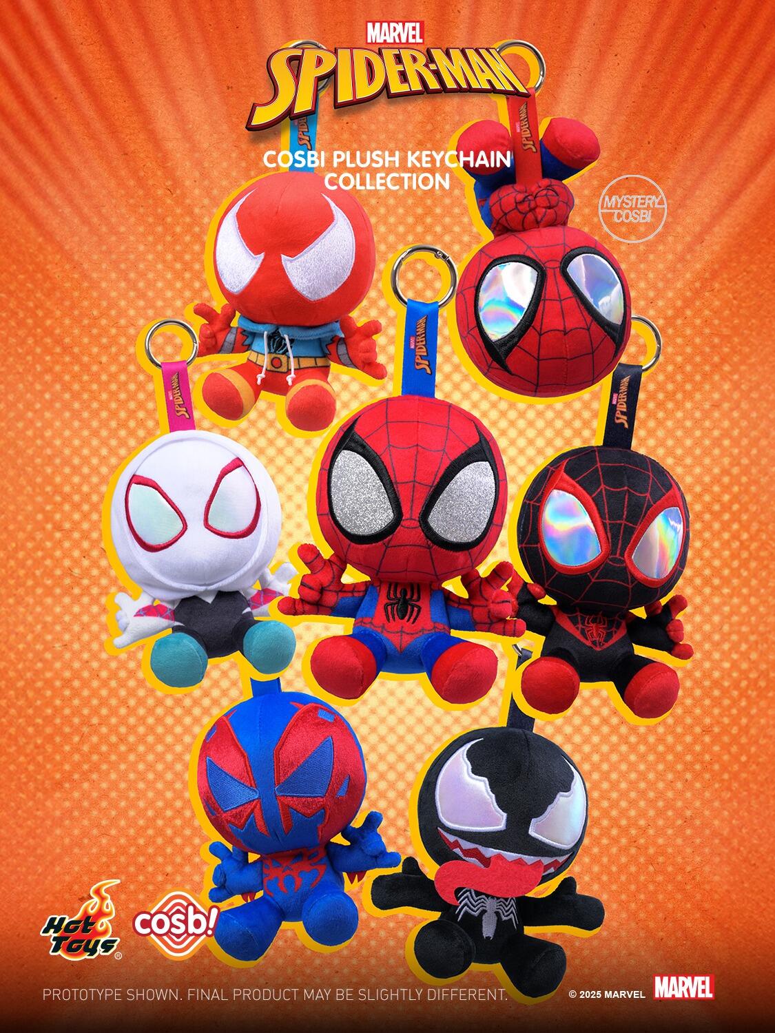 Hot Toys Marvel Spiderman Cosbi Plush Keychain Blind Box