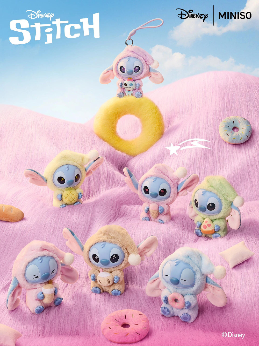 [COMING SOON] Disney Stitch Eat Something Before Sleep Series Vinyl Plush Pendant Blind Box