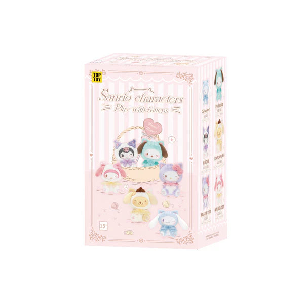 TOP TOY Sanrio Characters Play With Kittens Series Plush Keychains Gift Blind Box