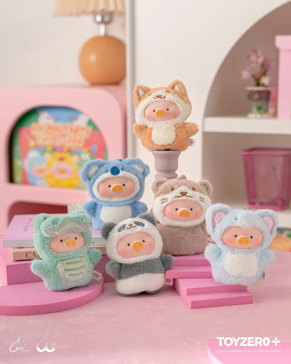 TOYZEROPLUS Lulu The Piggy Animal Party Puppet Show PVC Face Plush Keychain Blind Box