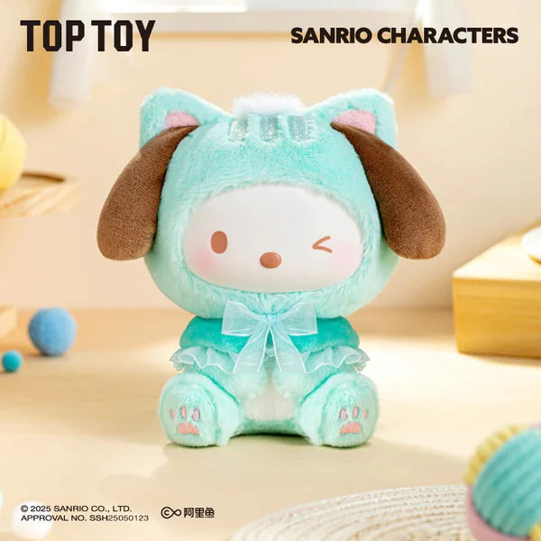 TOP TOY Sanrio Characters Play With Kittens Series Plush Keychains Gift Blind Box