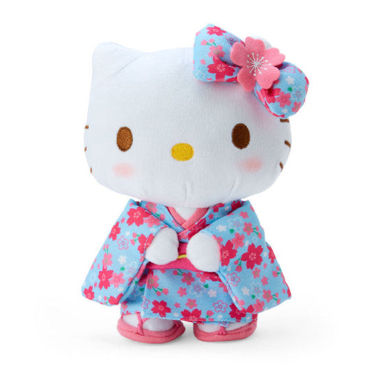 Sanrio Plush Toy - Hello Kitty : Cherry Blossom Kimono Light Blue