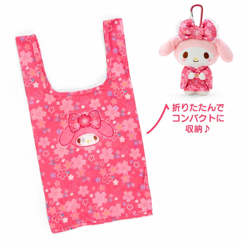 Sanrio Eco Shopping Bag & Mascot Plush My Melody Sakura Kimono
