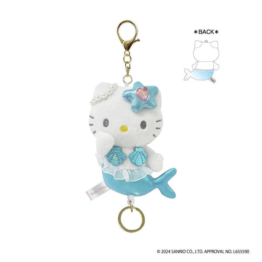 Sanrio Plush Keychain With Reel Hello Kitty Mermaid Blue Ver.