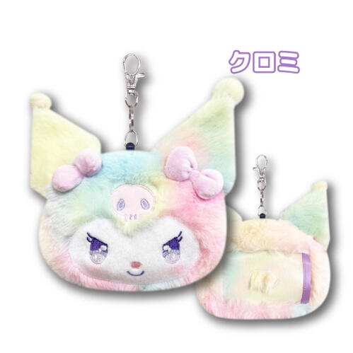 Sanrio Hatayama Shoji Rainbow Face Reel Pass Case - Kuromi